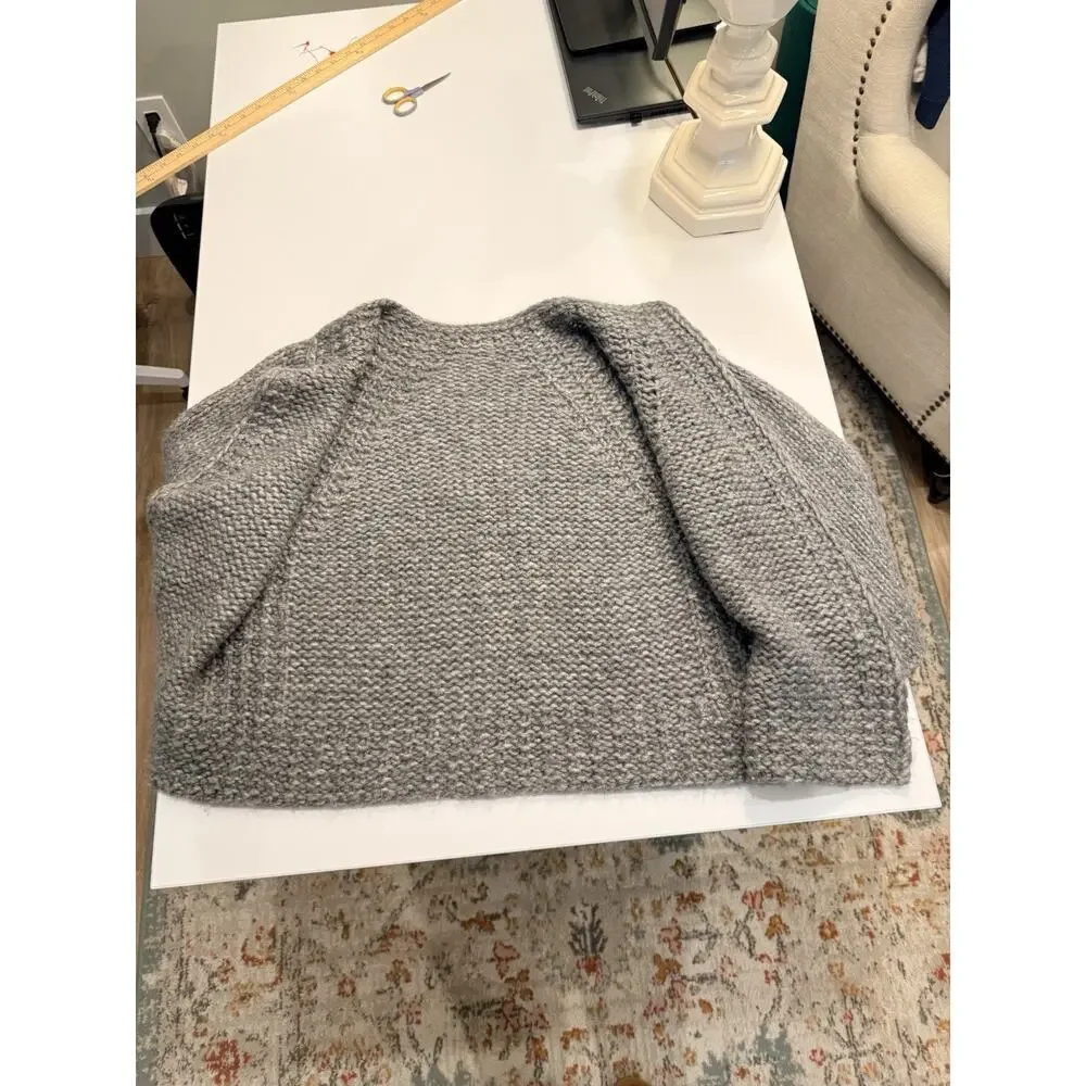 Handmade Hand Knit Chunky Cardigan Sweater Women’s M/L Gray Boxy Loose